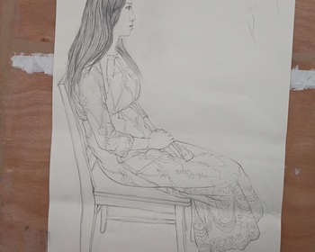 线性素描二开写生