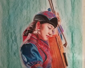 色粉二开蒙古族女孩肖像（女票）